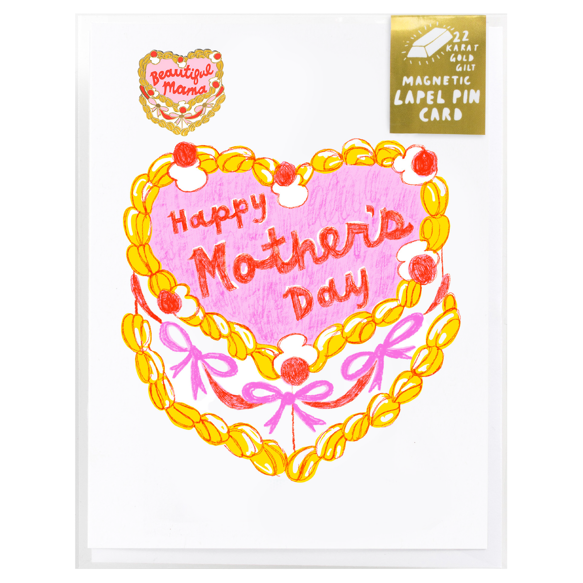 Happy Mama&#39;s Day Cake - Lapel Pin Card