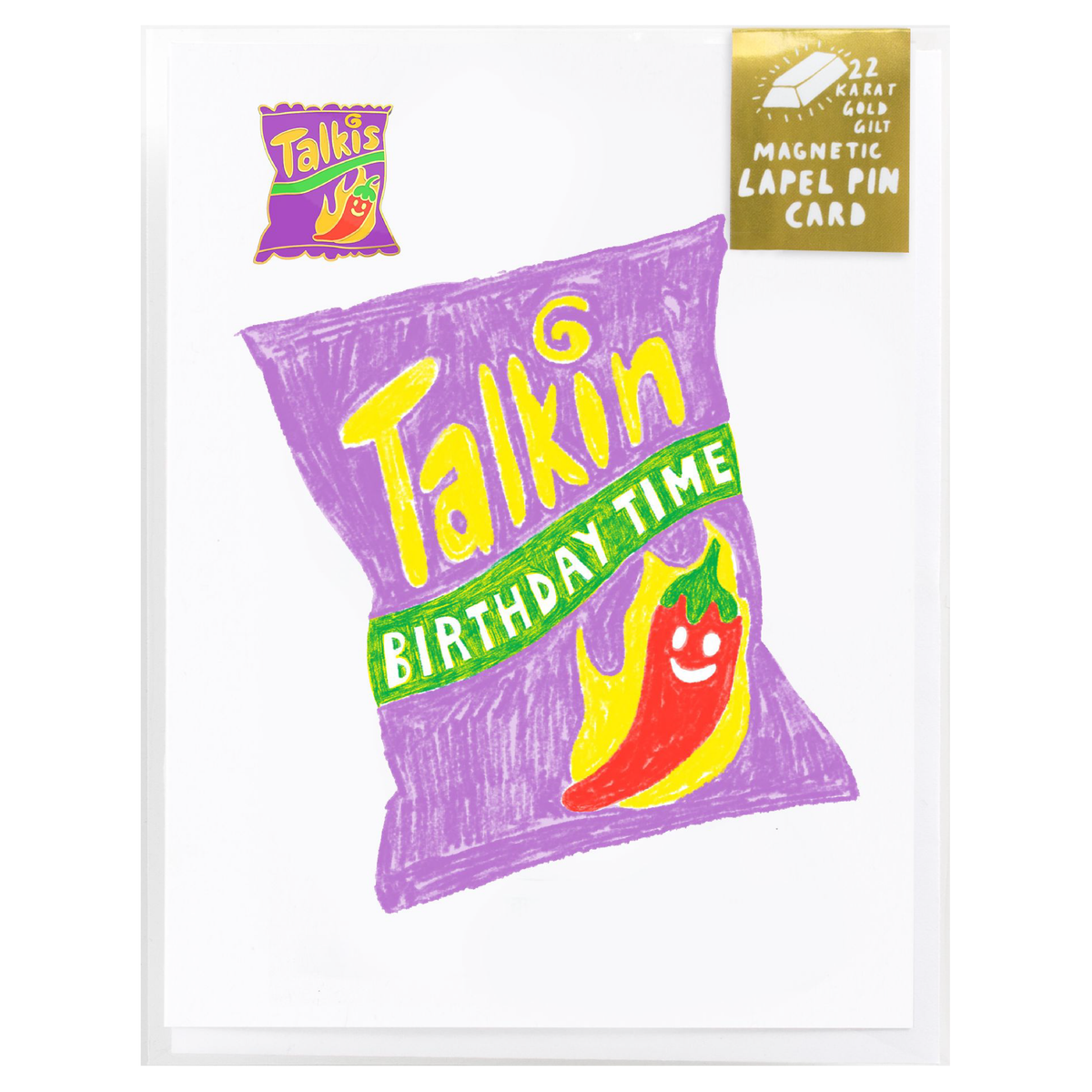Talkis Birthday Time - Lapel Pin Card