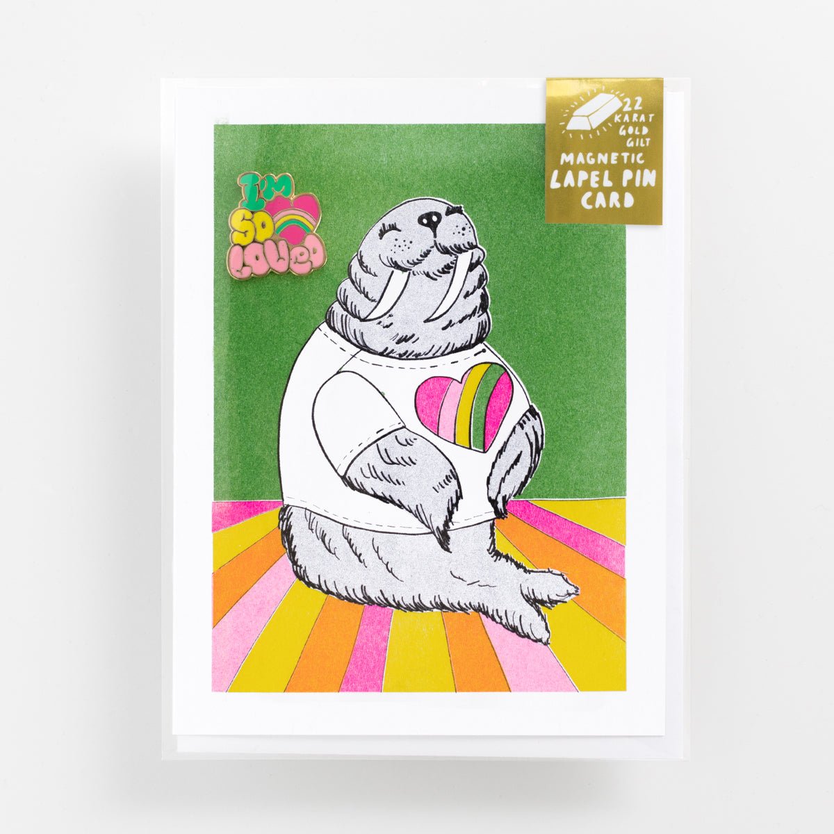 I&#39;m So Loved Walrus- Lapel Pin Card - Yellow Owl Workshop
