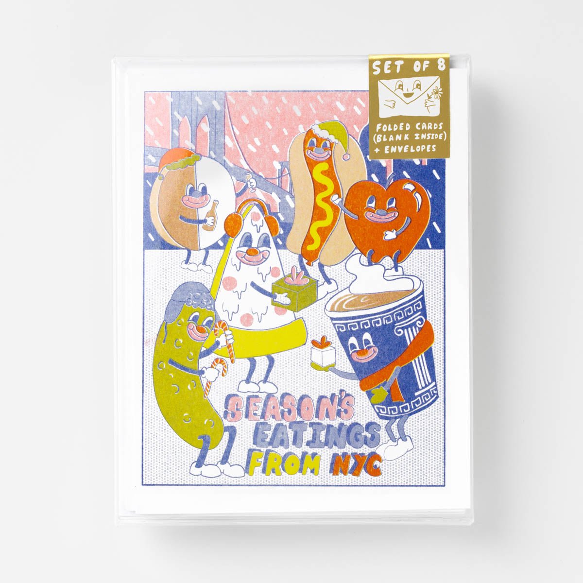 NYC Season&#39;s Eating - Risograph Card Set - Yellow Owl Workshop