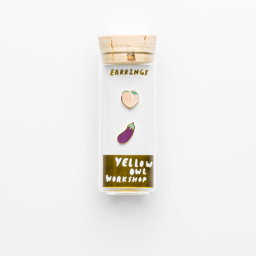 Peach & Eggplant Earrings - Yellow Owl Workshop