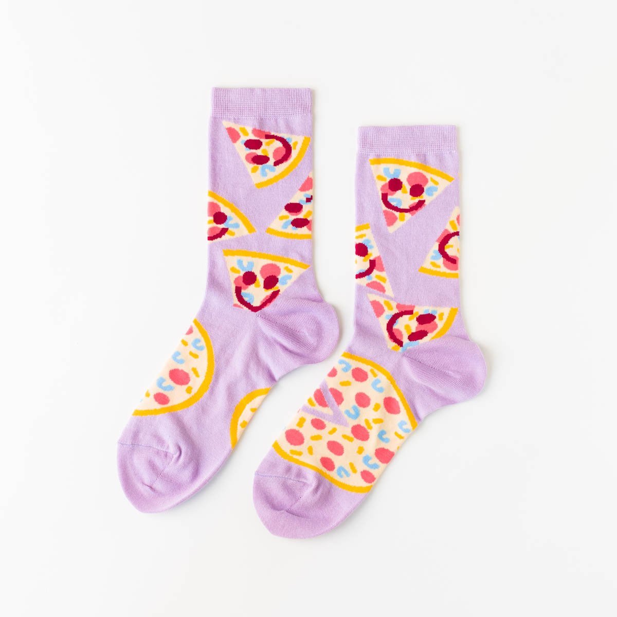 Pizza Happy Face Crew Socks - Women&#39;s - Yellow Owl Workshop