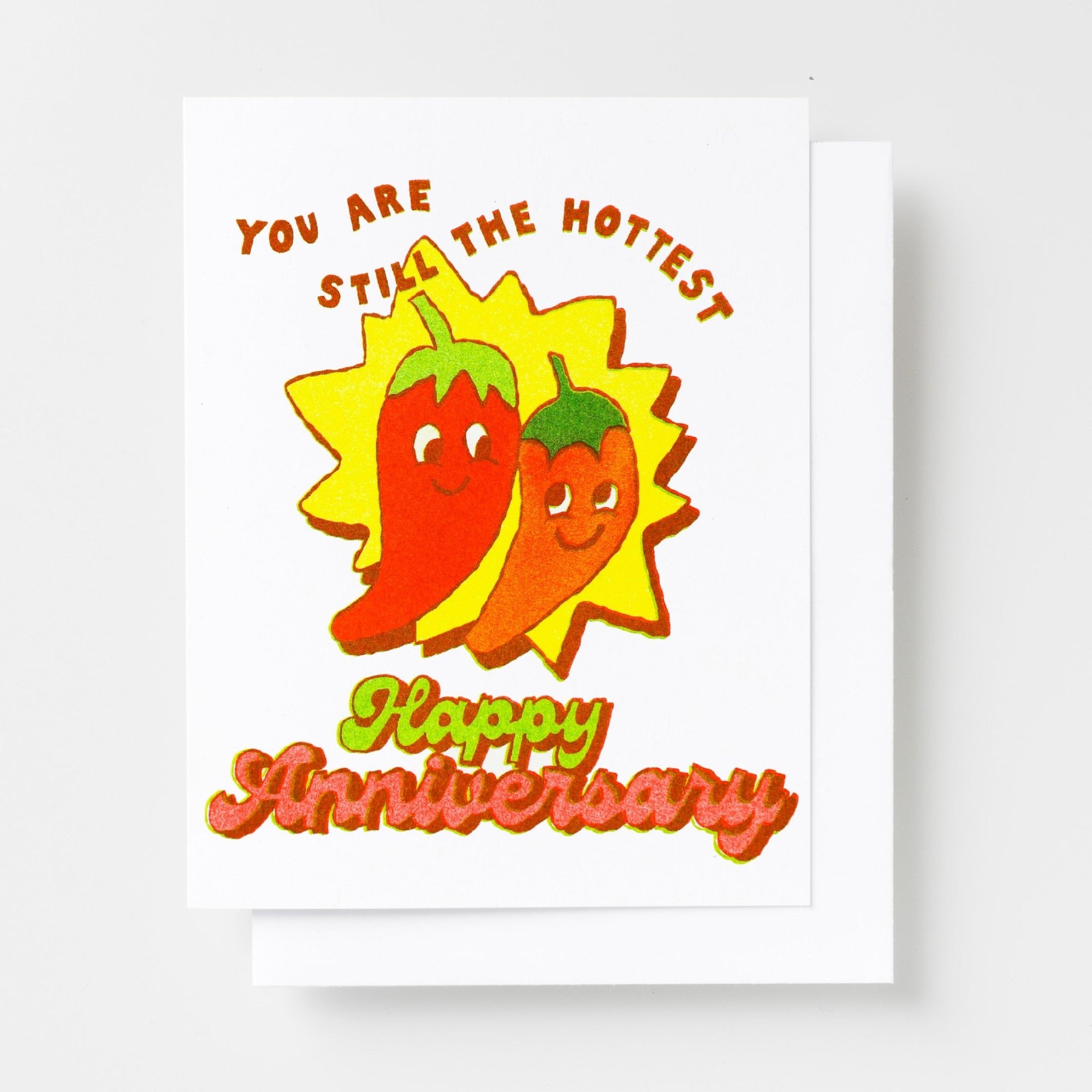 Still the Hottest Happy Anniversary Risograph Card - Yellow Owl Workshop