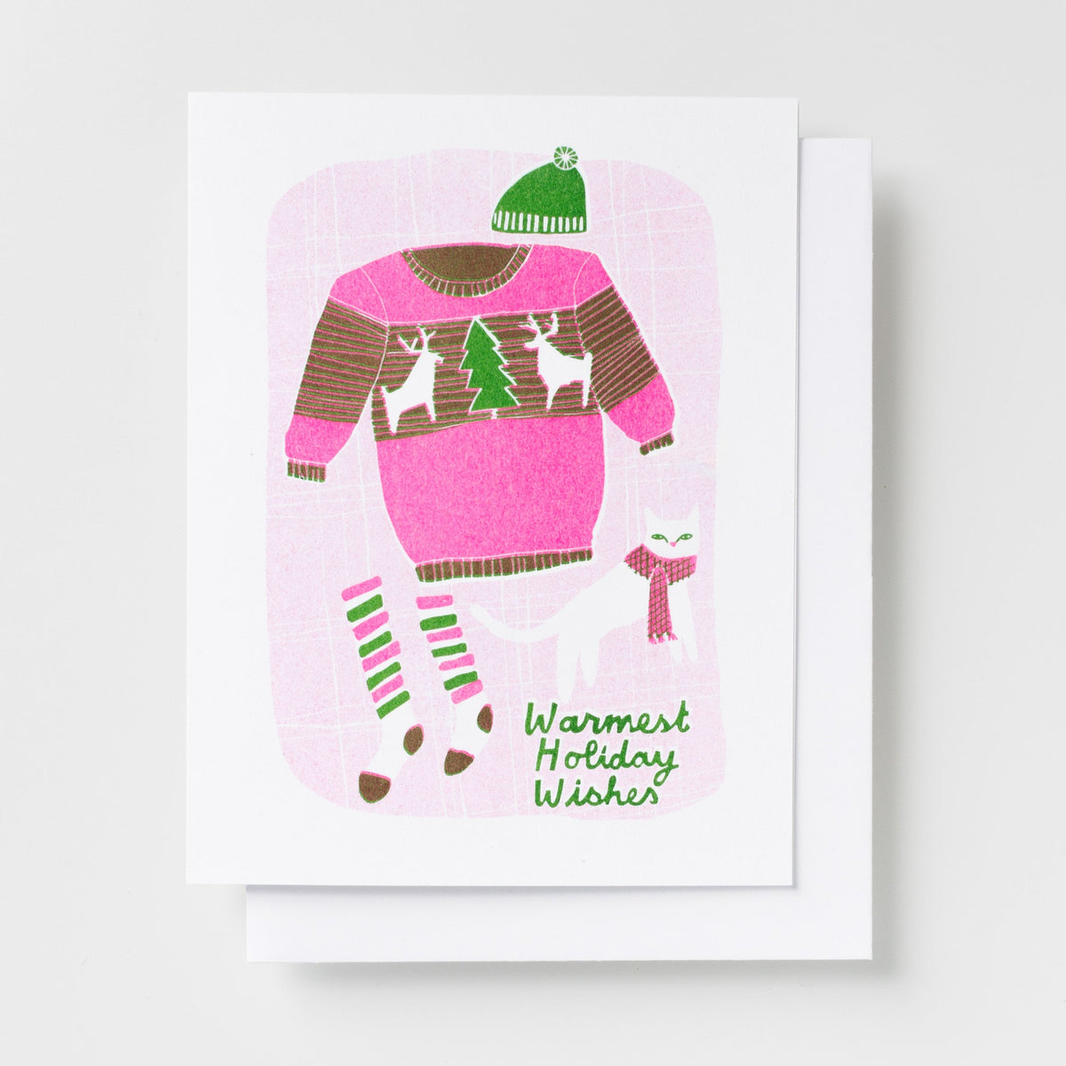 Warmest Holiday Wishes - Risograph Card - Yellow Owl Workshop