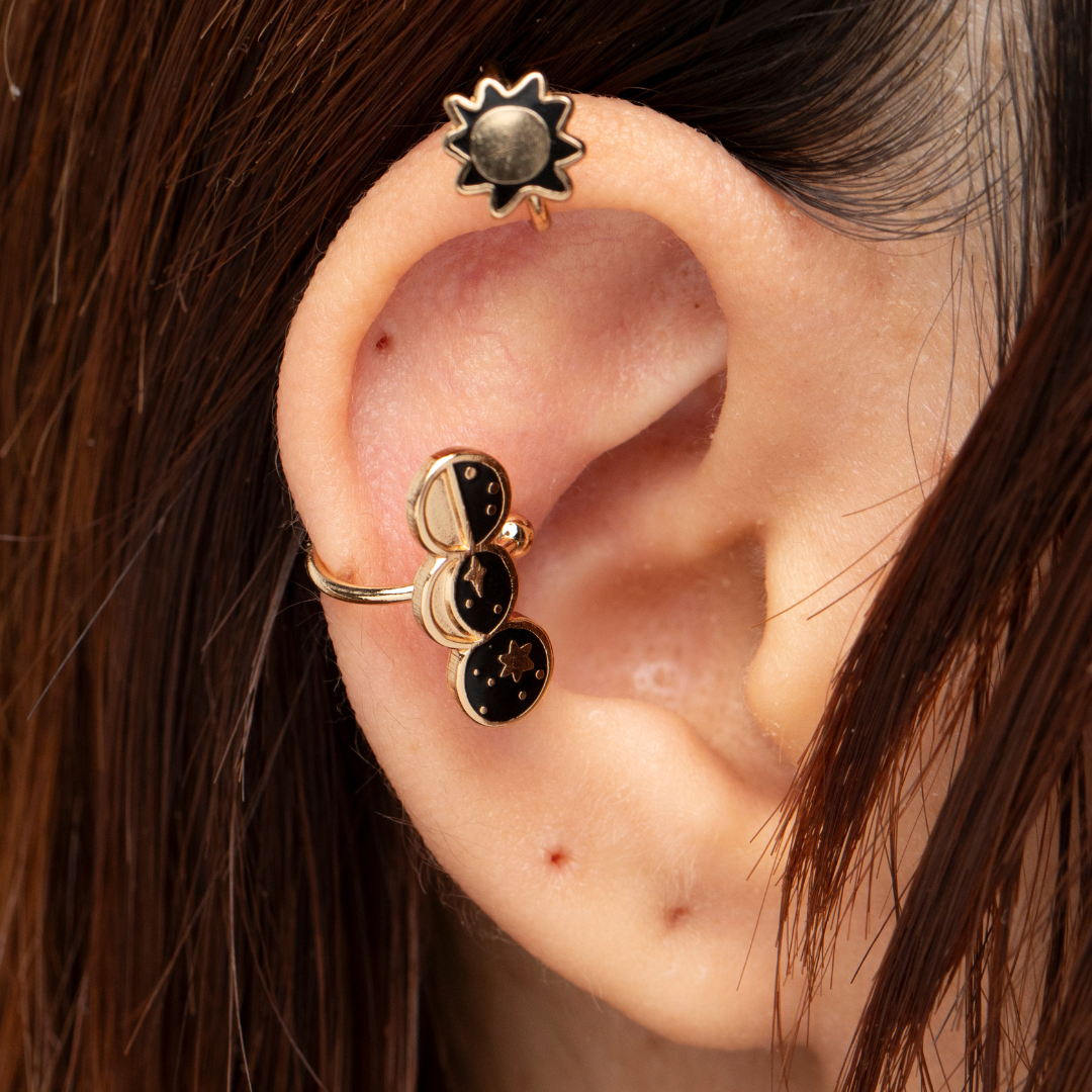 Sun &amp; Moon Phases Ear Cuffs