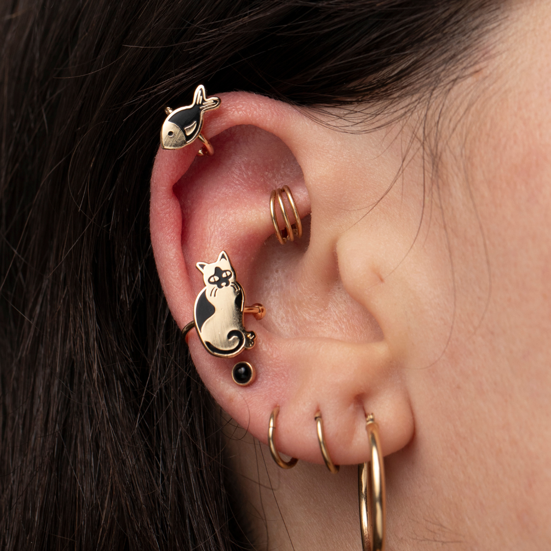 Cat &amp; Fish Ear Cuffs