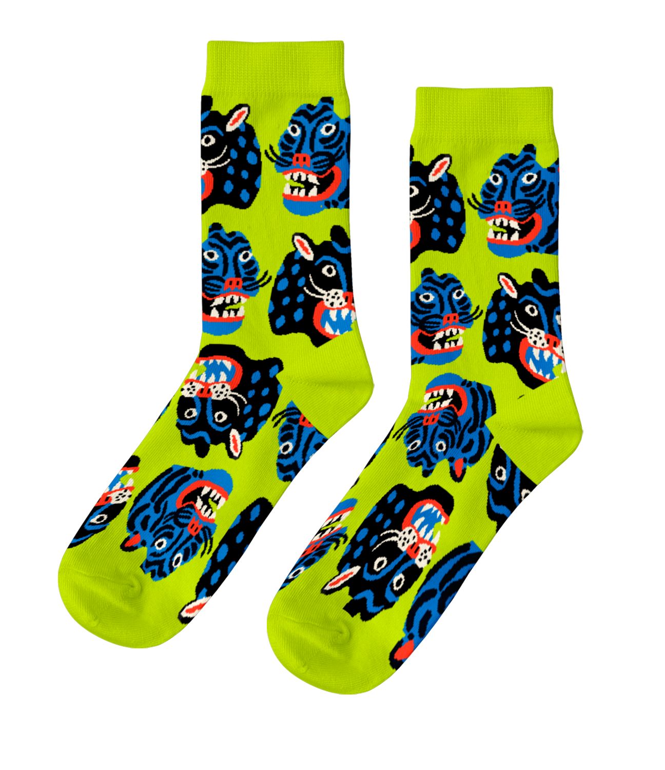 Wild Cats Crew Socks by Kristina Micotti - Small - Yellow Owl Workshop