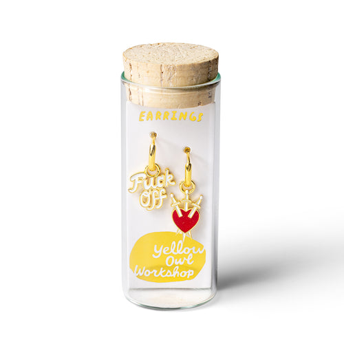 F*ck Off & Heart Hoop Earrings