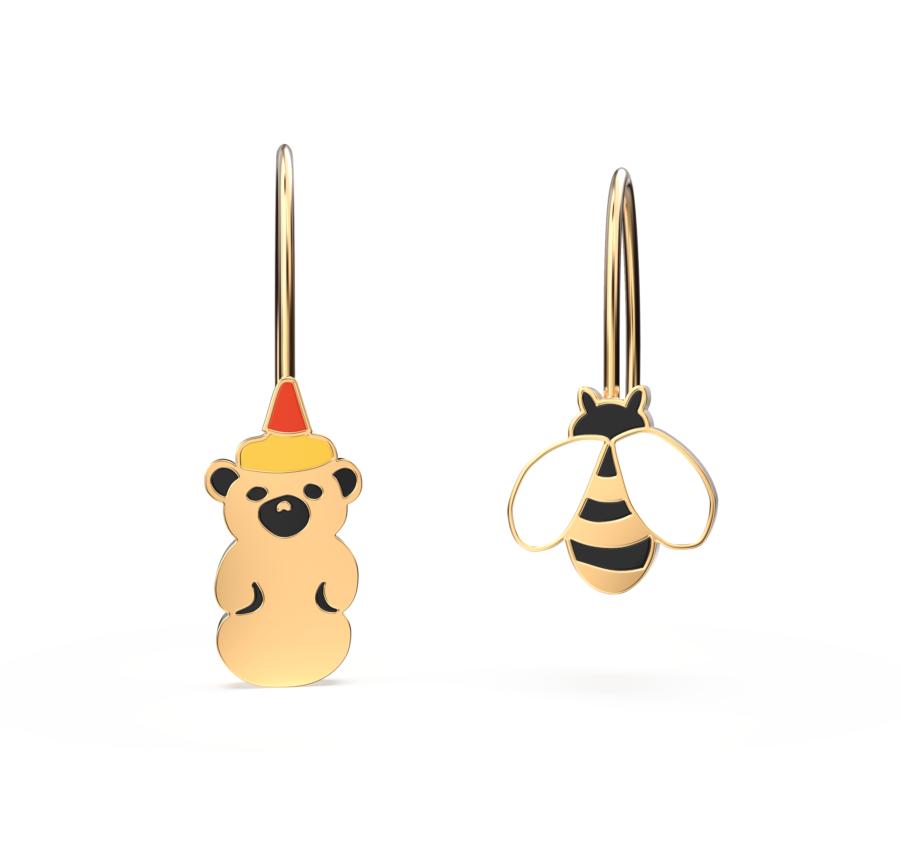 Honey Bear Honey Bee Drop Earrings Yellow Owl Workshop
