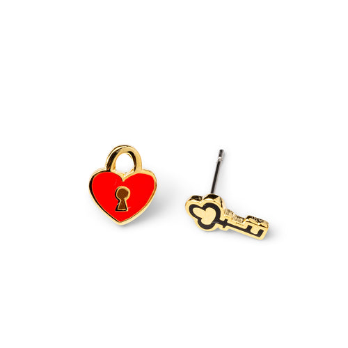 Heart Lock & Key Earrings