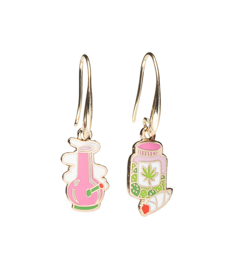 Bong and Weed Jar Drop Earrings
