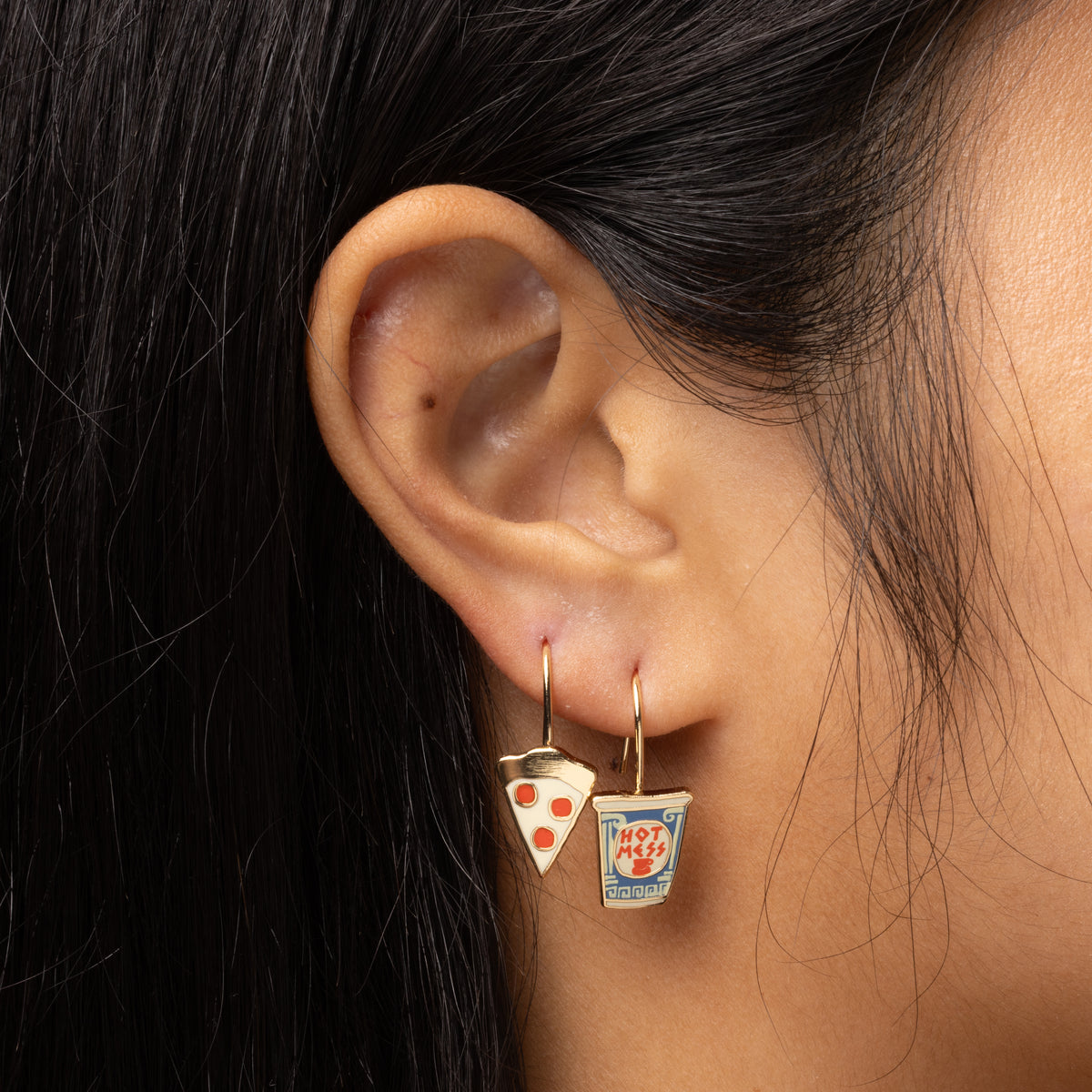 Pizza &amp; Coffee Cup Drop Earrings
