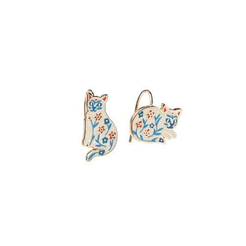 Floral Cats Drop Earrings