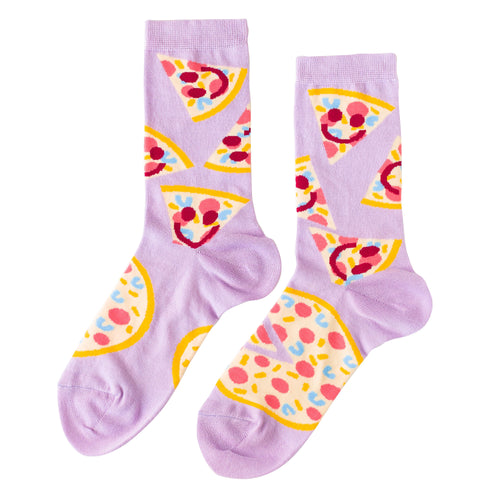 Pizza Happy Face Crew Socks - Small