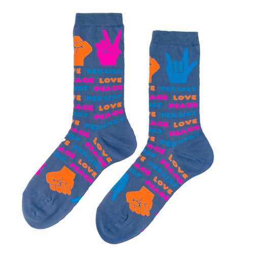 Love Peace Persist Crew Socks - Small