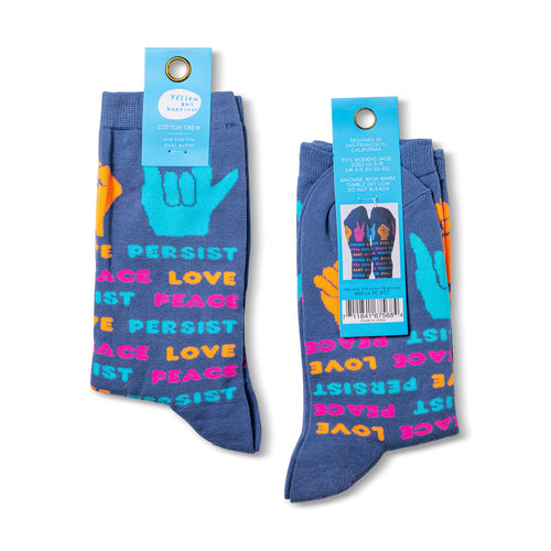 Love Peace Persist Crew Socks - Small