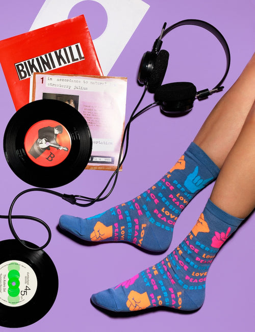 Love Peace Persist Crew Socks - Small