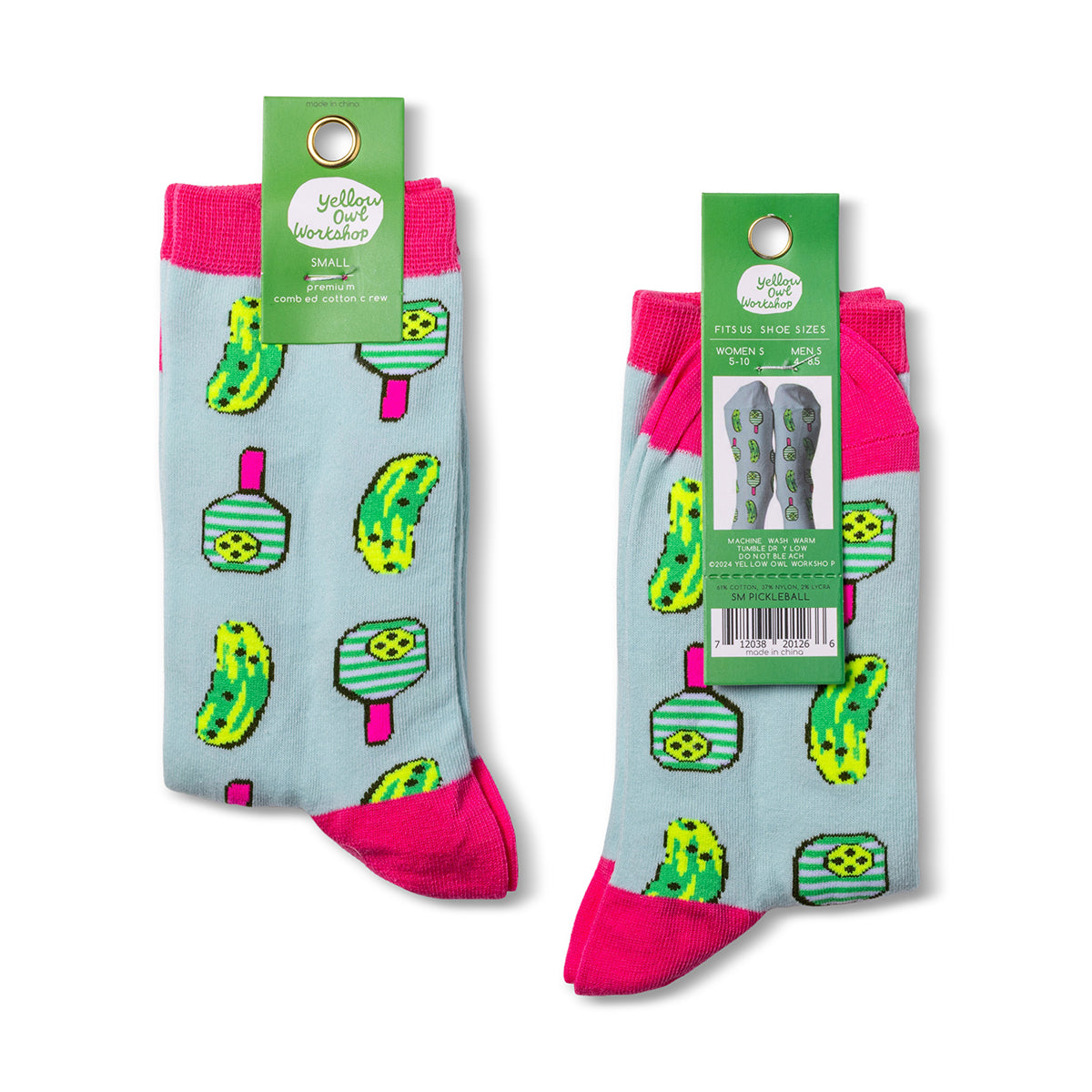 Pickleball Crew Socks - Small - Yellow Owl Workshop