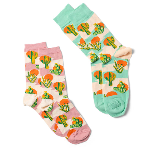 Cactus Sunset Crew Socks - Small