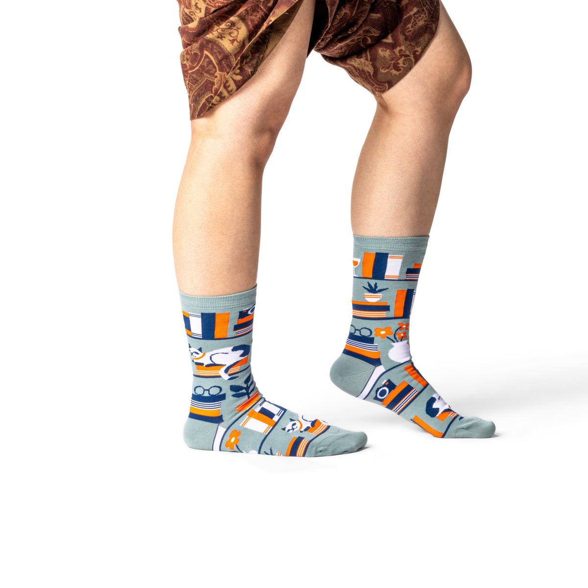 Bookshelf Crew Socks - Small