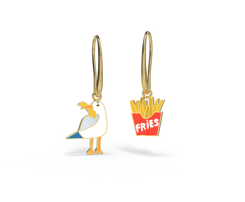 Seagull & Fries Drop Earrings