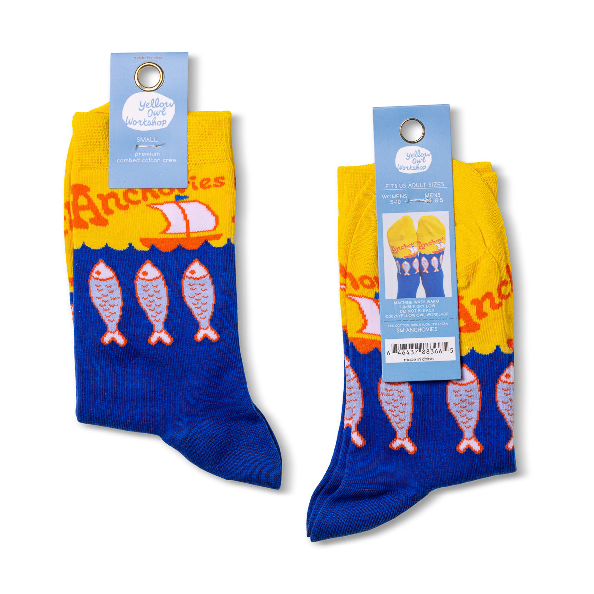 Anchovies Socks | Tinned Fish Crew Socks for Foodie Gift Giving