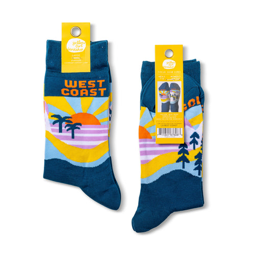 Best Coast crew socks packaging front and back by Yellow Owl Workshop