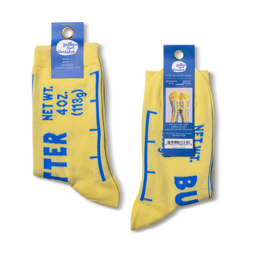 Butter crew socks small size packaging front and back by Yellow Owl Workshop