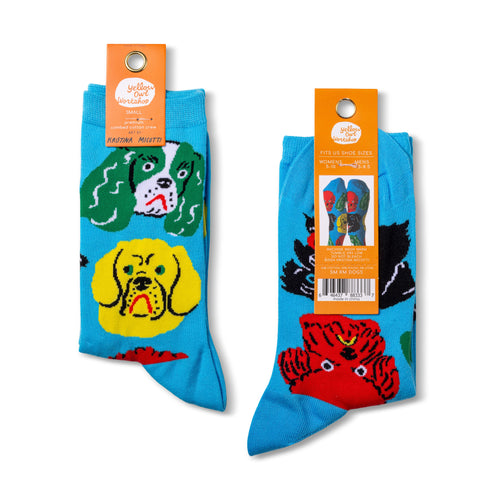 Dogs crew socks small size packaging front and back by Yellow Owl Workshop