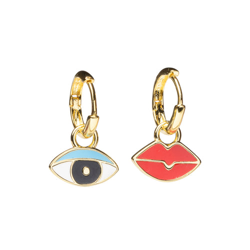 Eyes & Lips Hoop Earrings