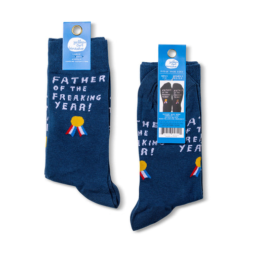Father of the Freakin Year Crew Socks - Large