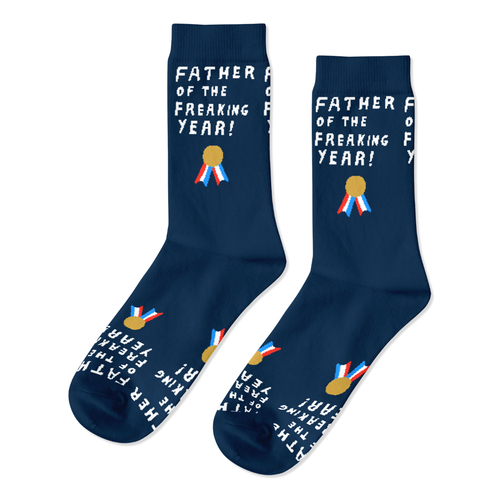 Father of the Freakin Year Crew Socks - Large