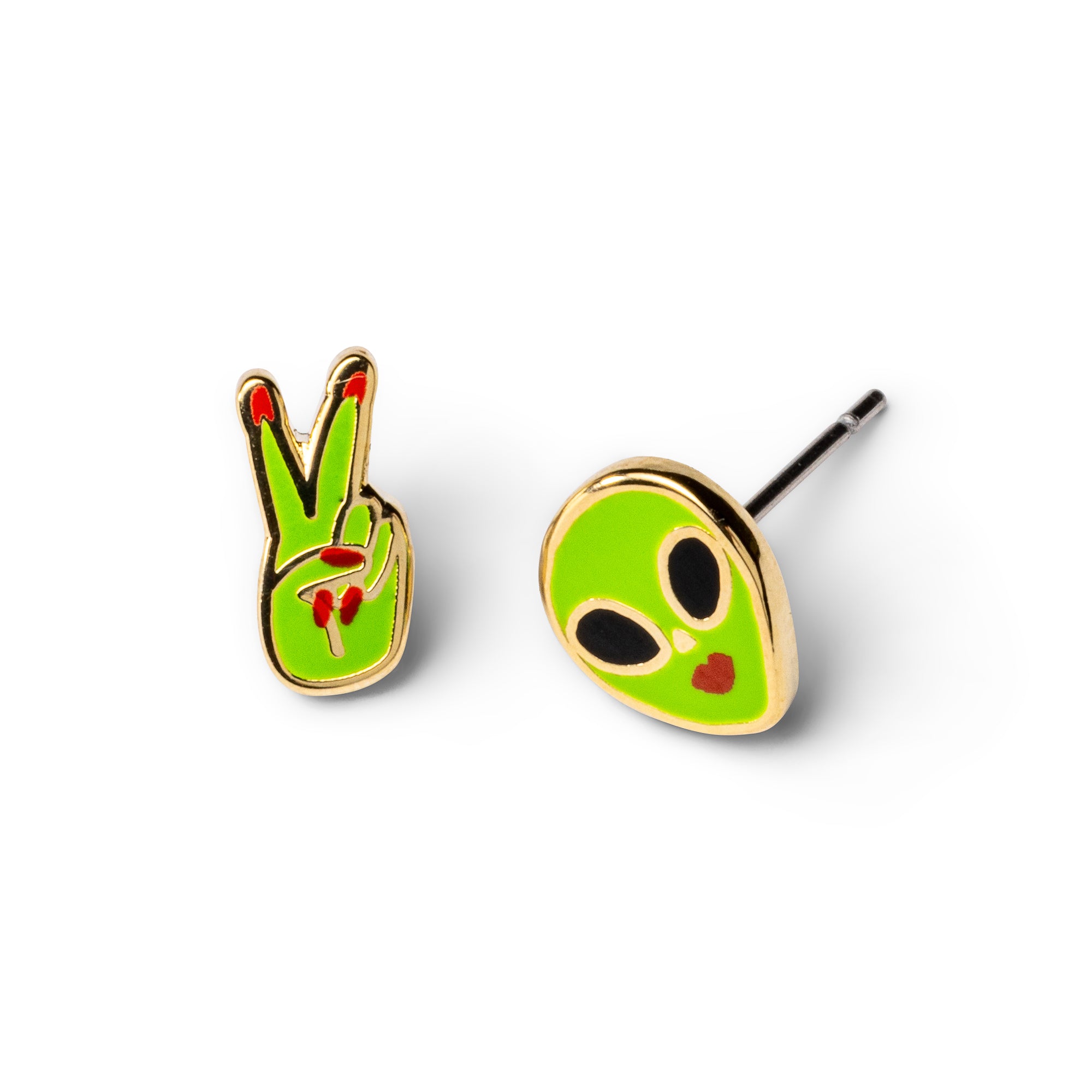 Alien Earrings | Mismatched Enamel Stud Earrings Space Gift Alien