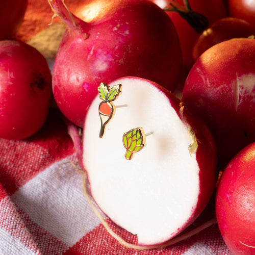 Radish & Artichoke Earrings