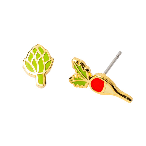 Radish & Artichoke Earrings