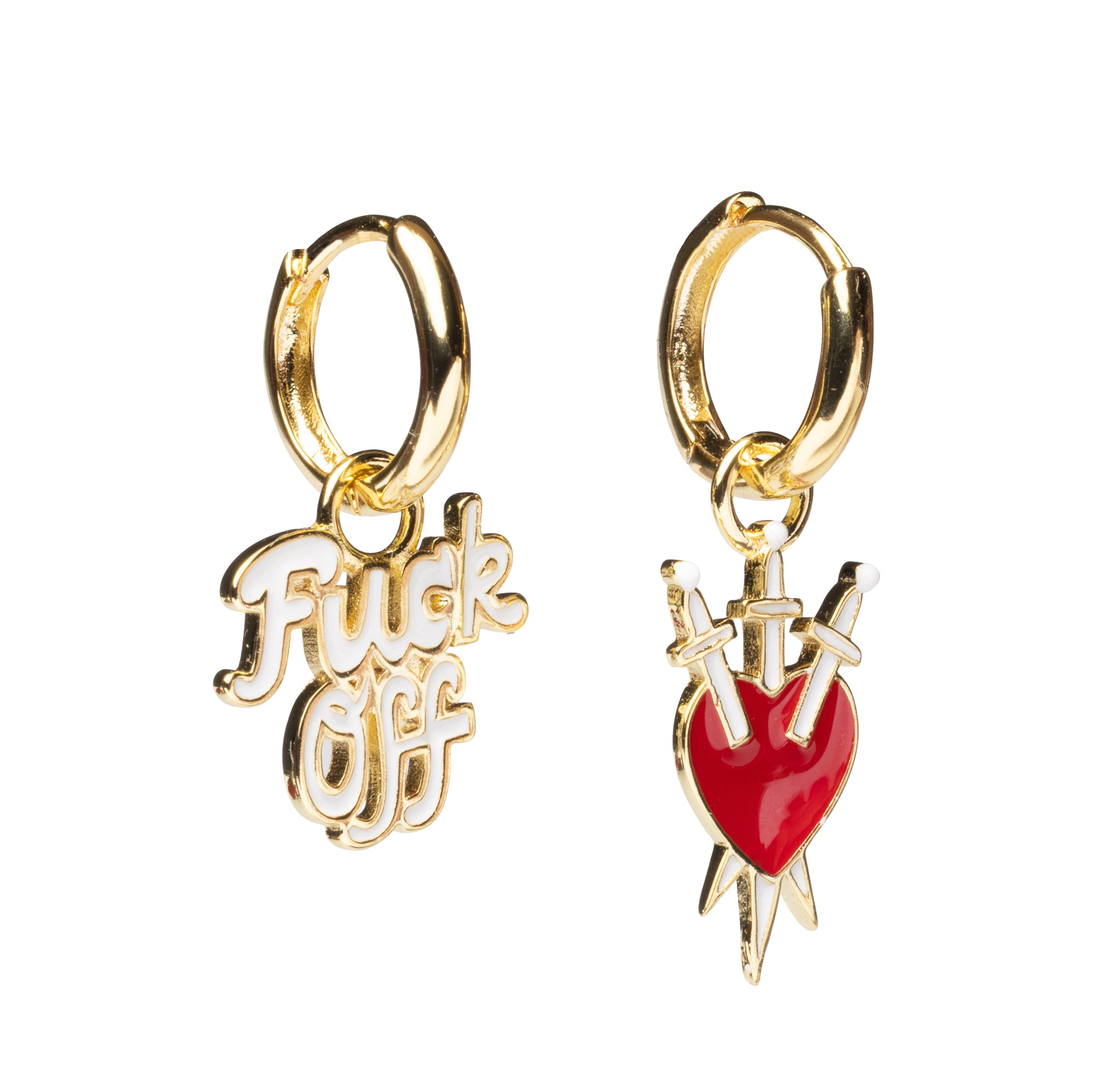 F*ck Off Heart Hoop Earrings | Gold Hoop Earrings Bold Statement