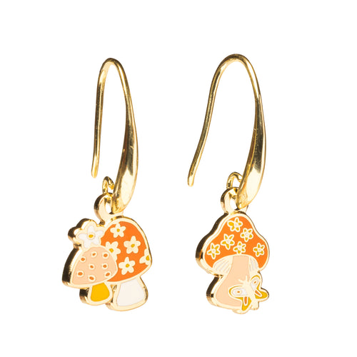Mushroom Butterfly Drop Earrings