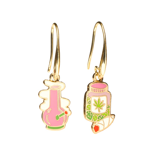 Bong and Weed Jar Drop Earrings