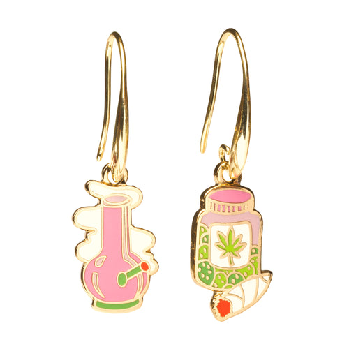 Bong and Weed Jar Drop Earrings