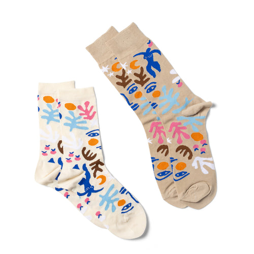 Matisse crew socks small and large sizes laid out side by side by Yellow Owl Workshop