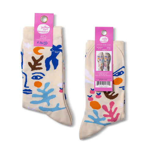 Matisse crew socks small size packaging front and back by Yellow Owl Workshop
