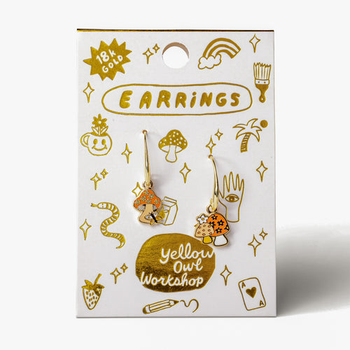 Mushroom Butterfly Drop Earrings