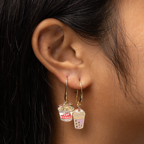 Ramen and Boba Drop Earrings