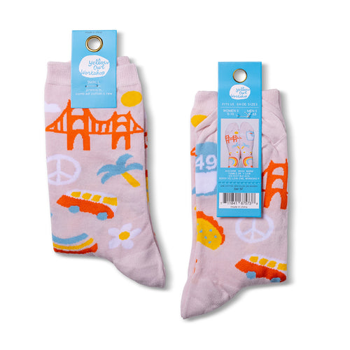 San Francisco crew socks small size packaging front and back by Yellow Owl Workshop
