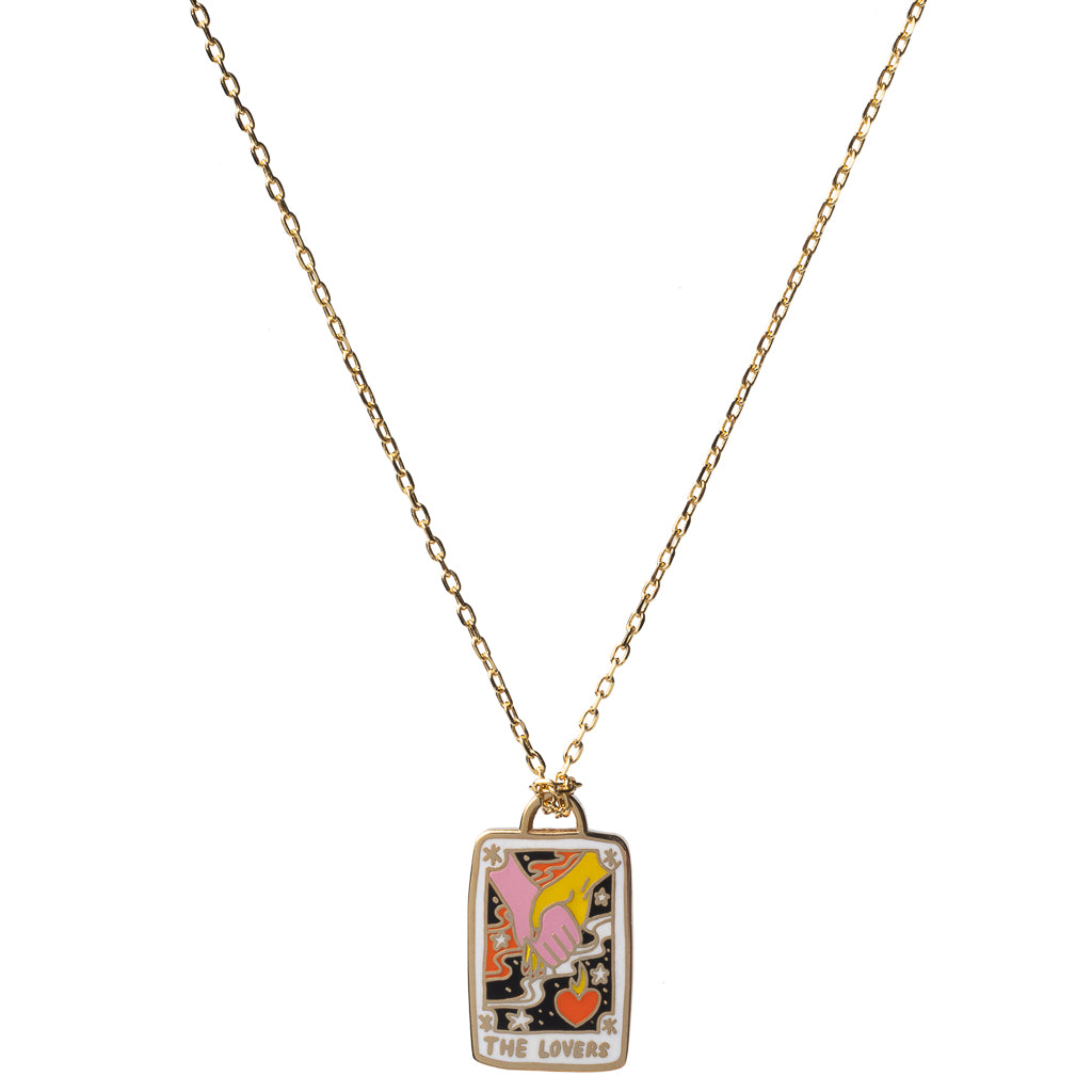 Tarot Lovers Necklace | Cloisonné Enamel Pendant Witchy Gift
