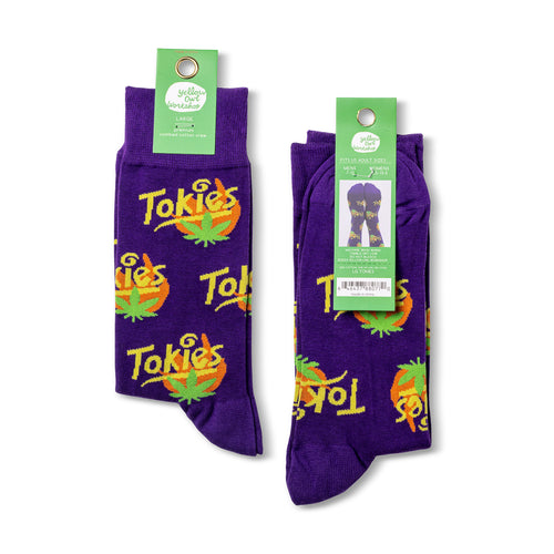 Tokies crew socks packaging front and back by Yellow Owl Workshop