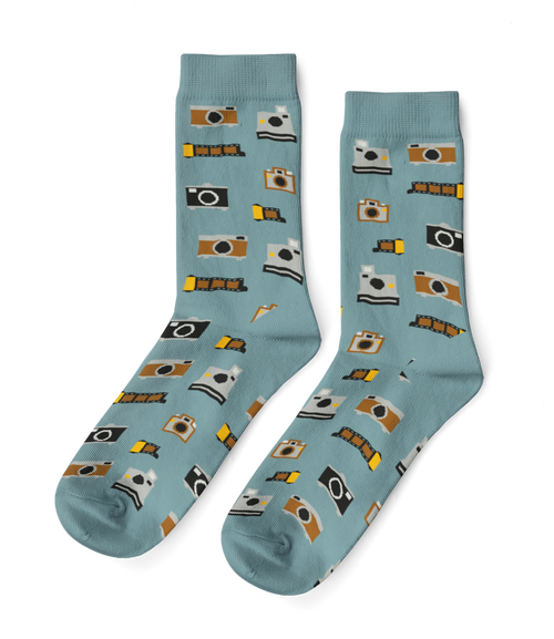 Vintage Camera Crew Socks - Large
