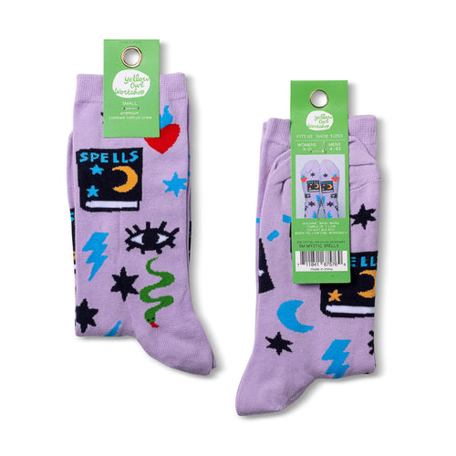 Witchy Mystic Spells Crew Socks - Small