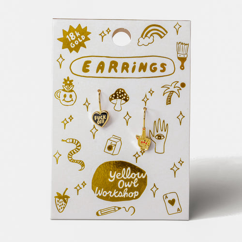 F*ck Off Heart & Middle Finger Drop Earrings