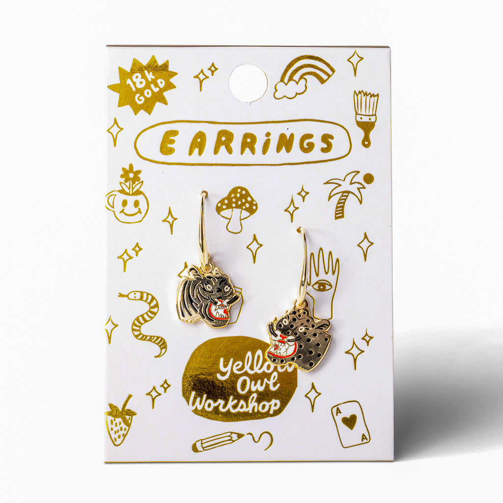 Tiger & Cheetah Drop Earrings by Kristina Micotti - Yellow Owl